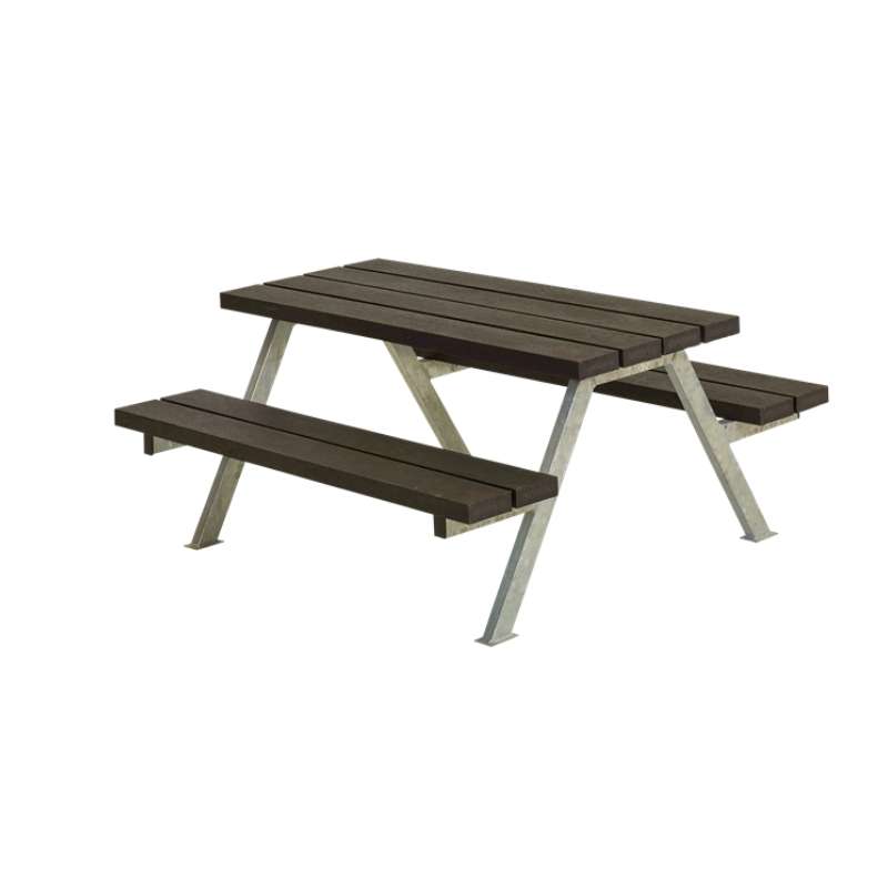 Plus Danmark Kinderpicknicktafel gerecycled plastic zwart | Alpha 118 x 118 x 57 cm