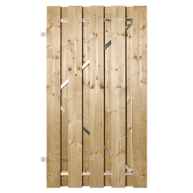 Tuindeur verduurzaamd vuren - Recht met stalen frame (100 x 180 cm) dikte 5,2 cm