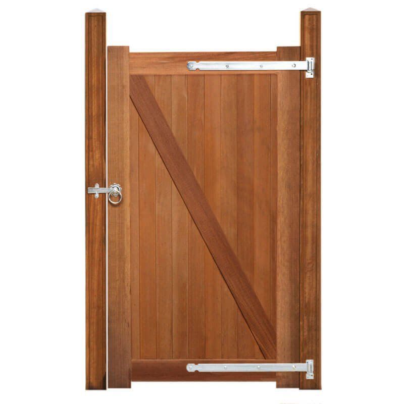 Poort hardhout bankirai Belmonte set incl. beslag en 2 palen en steunpiket (100 x 180 cm)