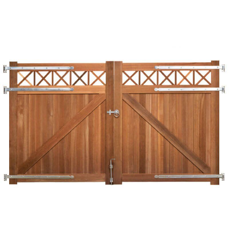 Dubbele poort hardhout bankirai Belmonte met trellis incl. beslag (300 x 180 cm)