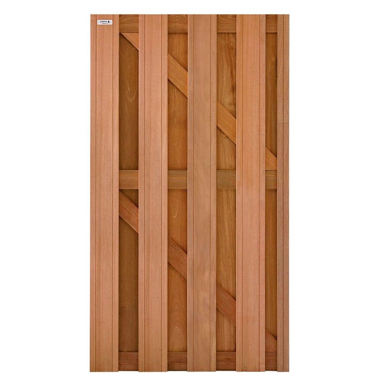 Tuindeur hardhout kempas Timber recht rvs (90 x 180 cm) v-groef schermdikte 4,1 cm