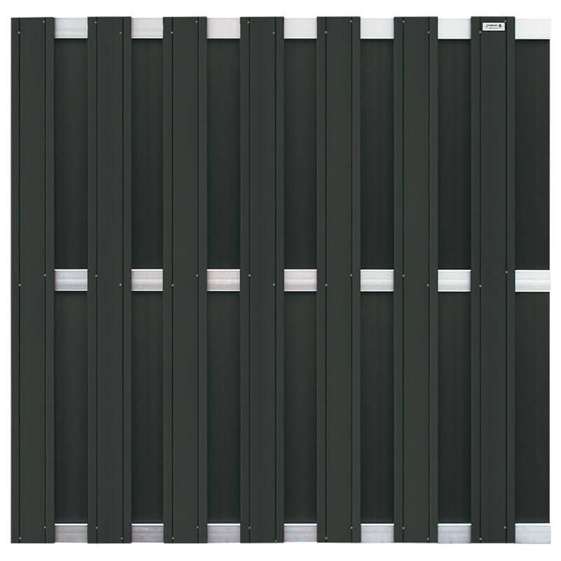 Schutting composiet Design antraciet met blank aluminium frame
