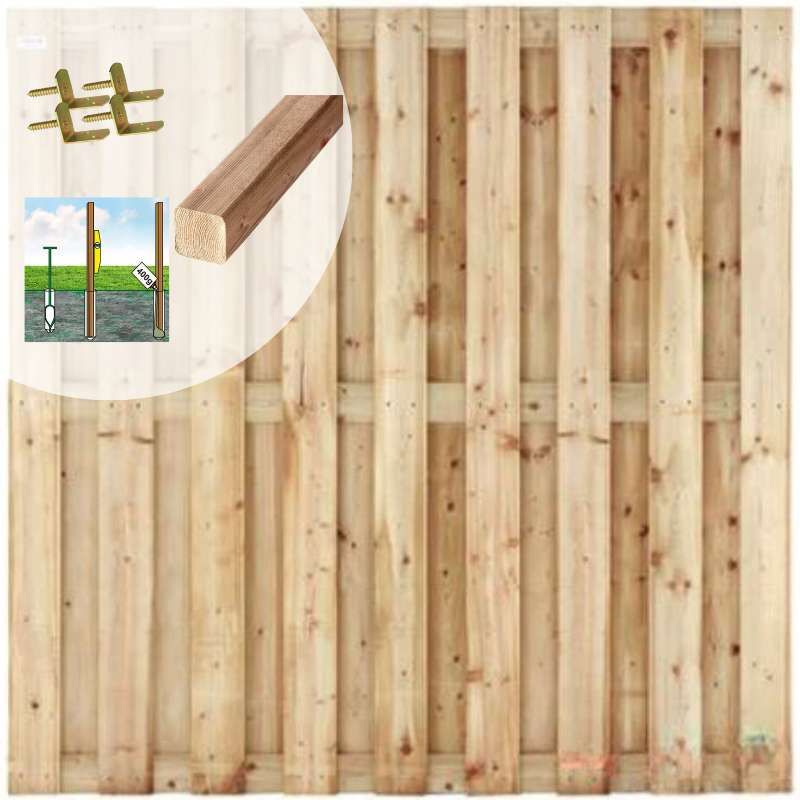Schutting set vuren recht 17L groen geimpregneerd (7,54 meter)