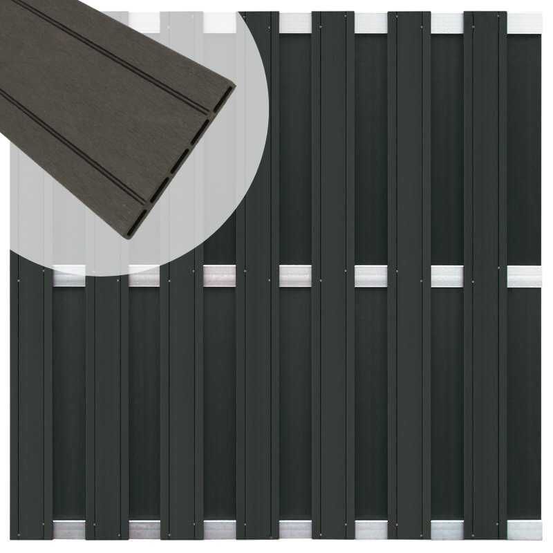 Schutting composiet Stijl antraciet met blank aluminium frame (180 x 180 cm)