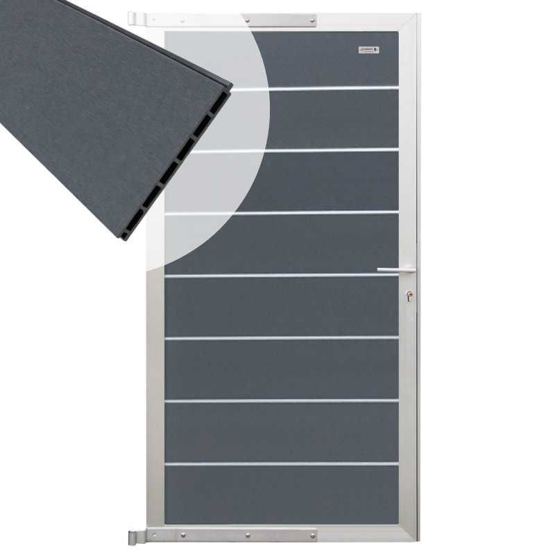 Tuindeur composiet Modular rock grey met blank aluminium frame compleet (90 x 180 cm)