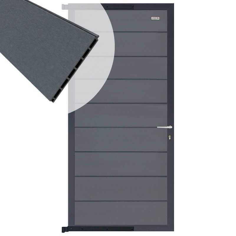 Tuindeur composiet Modular Rock grey met antraciet aluminium frame compleet (90 x 200 cm)