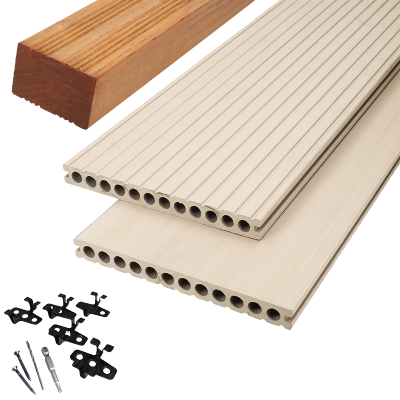 Vlonder totaalpakket composiet semi massief 2,5 x 25 cm - XWB Riviera (4 mtr) vlak/grove ribbel