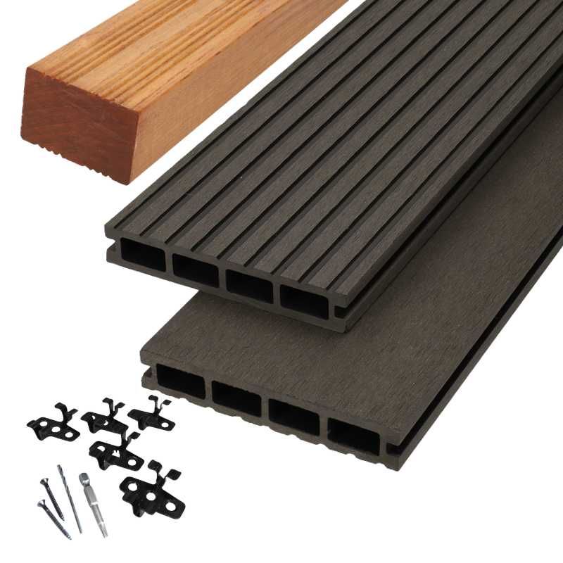 Vlonder totaalpakket composiet 2,5 x 14,6 cm Lava (4 mtr) grove ribbel