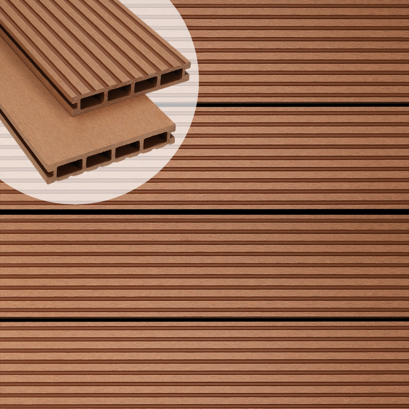 Vlonderplank composiet 2,5 x 14,6 cm Havana vlak en grove ribbel