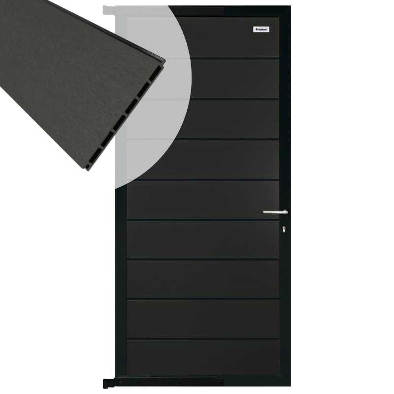 Tuindeur composiet Modular Antraciet met antraciet aluminium frame compleet (90 x 200 cm)
