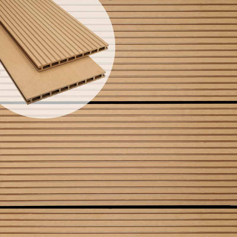 Vlonderplank composiet 2,1 x 25 cm - XXL teak bruin (4 mtr) grove ribbel en vlak