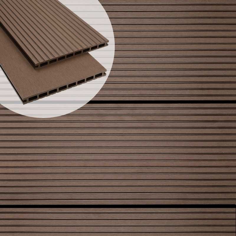 Vlonderplank composiet 2,1 x 25 cm - XXL donker bruin (4 mtr) grove ribbel en vlak
