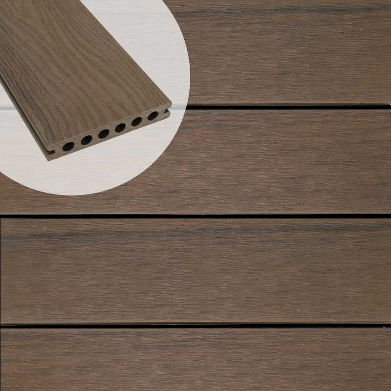 Vlonderplank composiet 2,3 x 14 cm Ipe-kleur toplaag vlak/schorsmotief
