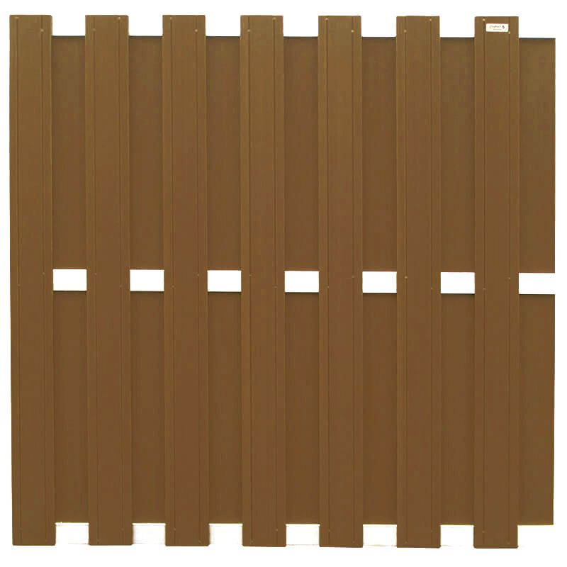 Schutting composiet Design bruin met blank aluminium frame