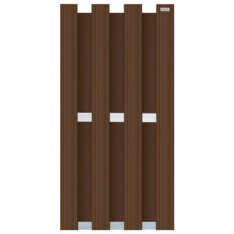 Schutting composiet Design donkerbruin met blank aluminium frame (90 x 180 cm)