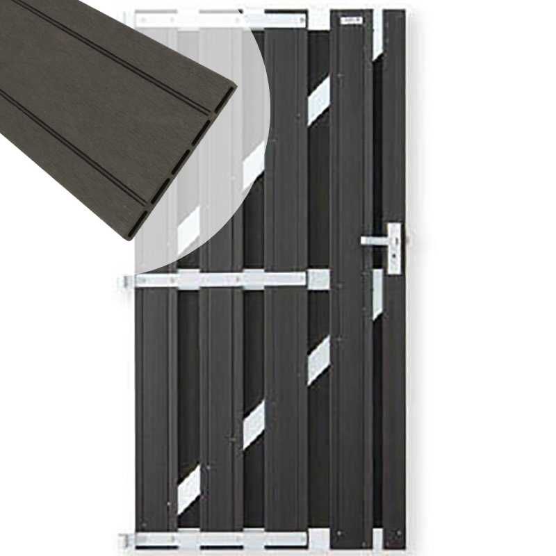 Tuindeur composiet Stijl antraciet met blank alu frame incl. hang&sluitwerk (90 x 180 cm)