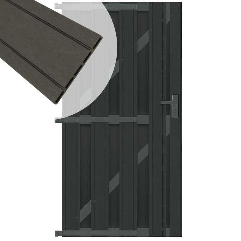 Tuindeur composiet Stijl antraciet met antraciet alu frame incl. hang&sluitwerk (100 x 180 cm)