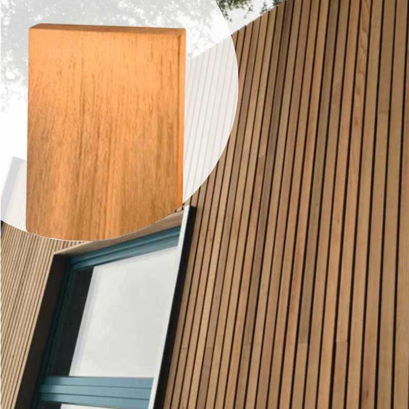 Open gevelbekleding hardhout Jatoba verticaal 2,1 x 14,5 cm