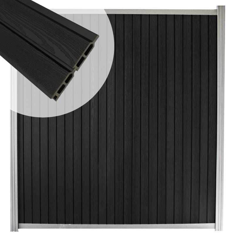 Zelfbouw schutting verticaal Modular Rhombus Nero blank alu accessoires (170x180 cm)