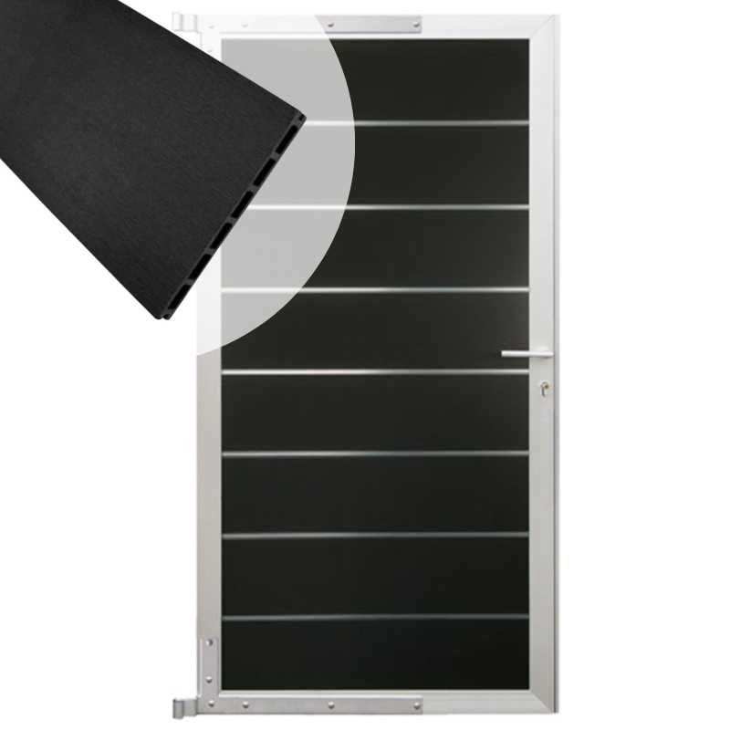 Tuindeur composiet Modular antraciet met blank aluminium frame compleet (90 x 180 cm)