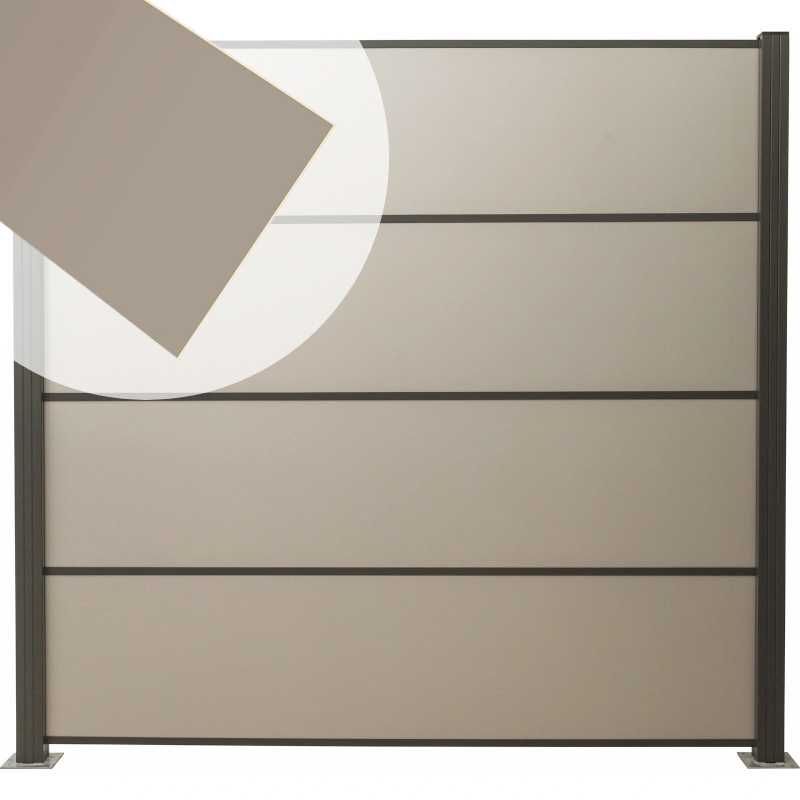 Zelfbouw schutting aluminium composiet zilvergrijs - Antraciet alu liggers - 180 x 180 cm