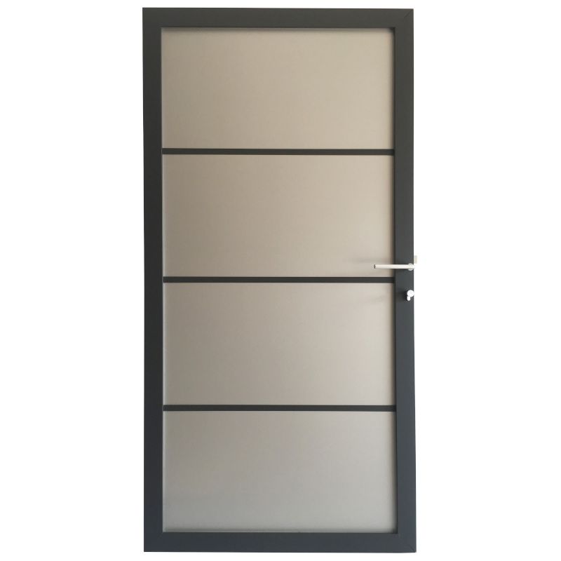 Tuindeur aluminium composiet Zilvergrijs met antraciet aluminium frame compleet (90 x 180 cm)