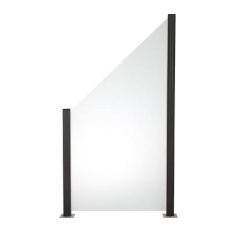 Schutting mat glas smal links 90 x 180/97 cm