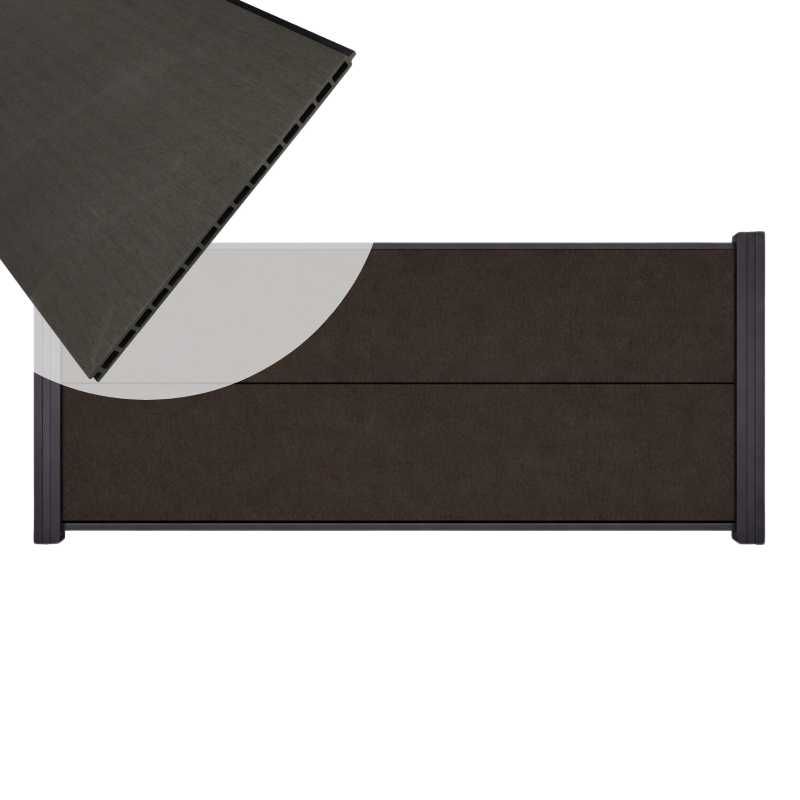 Zelfbouw schutting composiet Mix & Match antraciet - antraciet alu accessoires (180x90 cm)