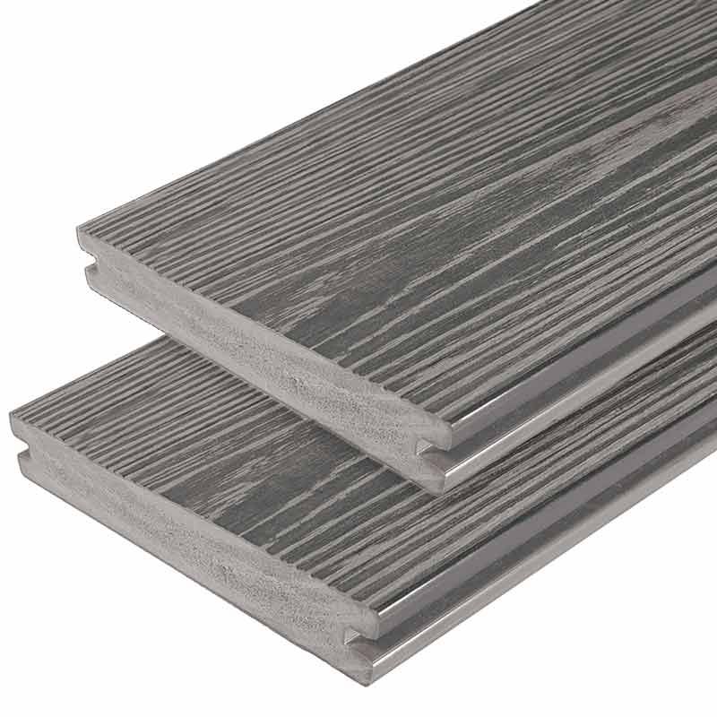Vlonderplank composiet massief 2,4 x 19 cm driftwood grey schorsmotief (5 mtr) 