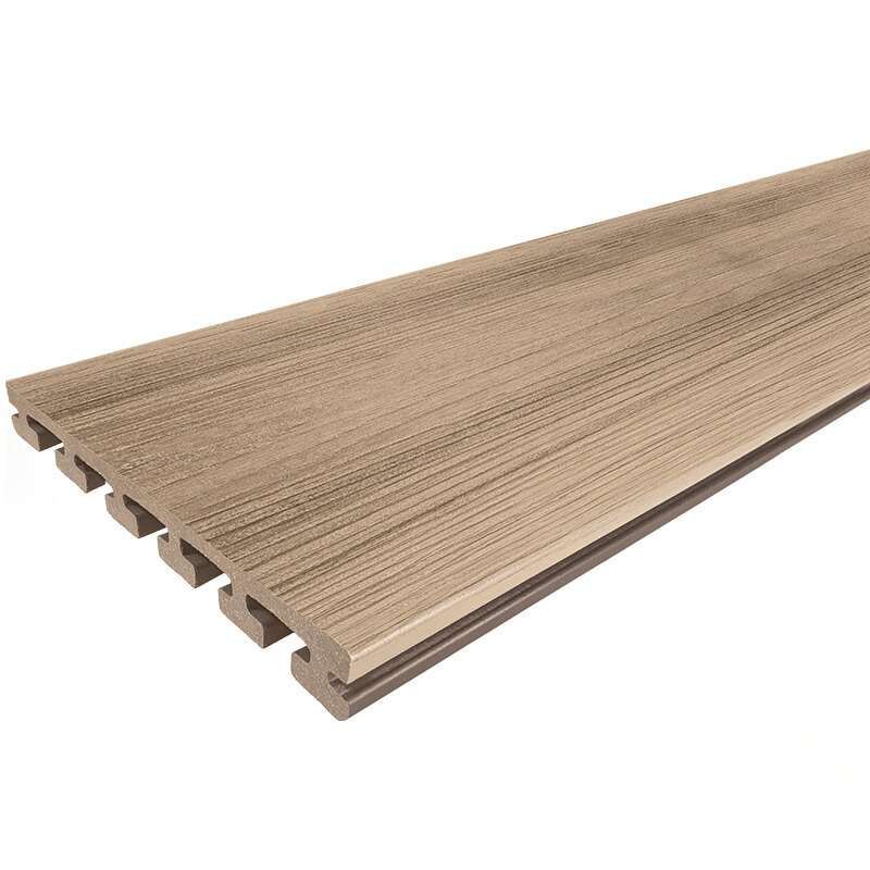 Vlonderplank composiet semi massief 2,5 x 21 cm eiken vlak/schorsmotief (5 mtr)