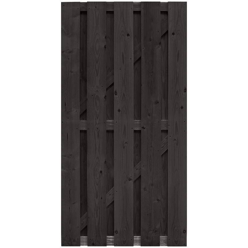 Tuindeur vuren Finch recht RVS zwart geverfd (90 x 180 cm) gezaagd schermdikte 4,5 cm