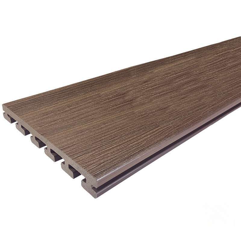 Vlonderplank composiet semi massief 2,5 x 21 cm Ipé vlak/schorsmotief (5 mtr)