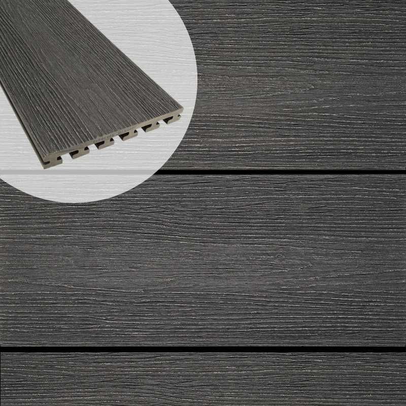 Vlonderplank composiet semi massief 2,5 x 21 cm Nero vlak/schorsmotief