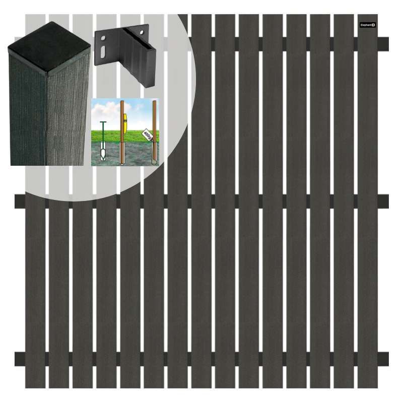 Schutting set composiet Dark Line antraciet met antraciet aluminium frame (9,41 meter)