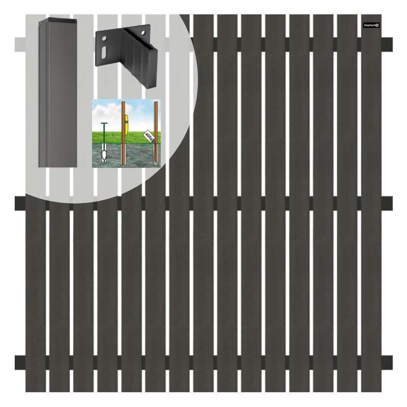 Schutting set composiet Dark Line antraciet met antraciet aluminium frame (7,54 meter)