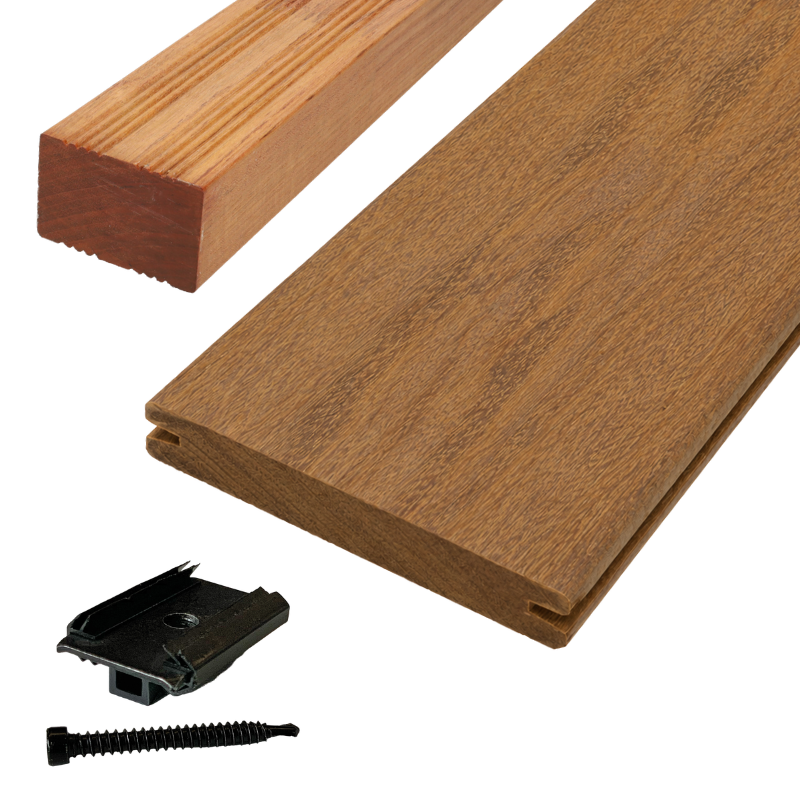 Vlonderplank totaalpakket Cumaru 2,4 x 14,5 cm (3,05 mtr) geschaafd voor clips