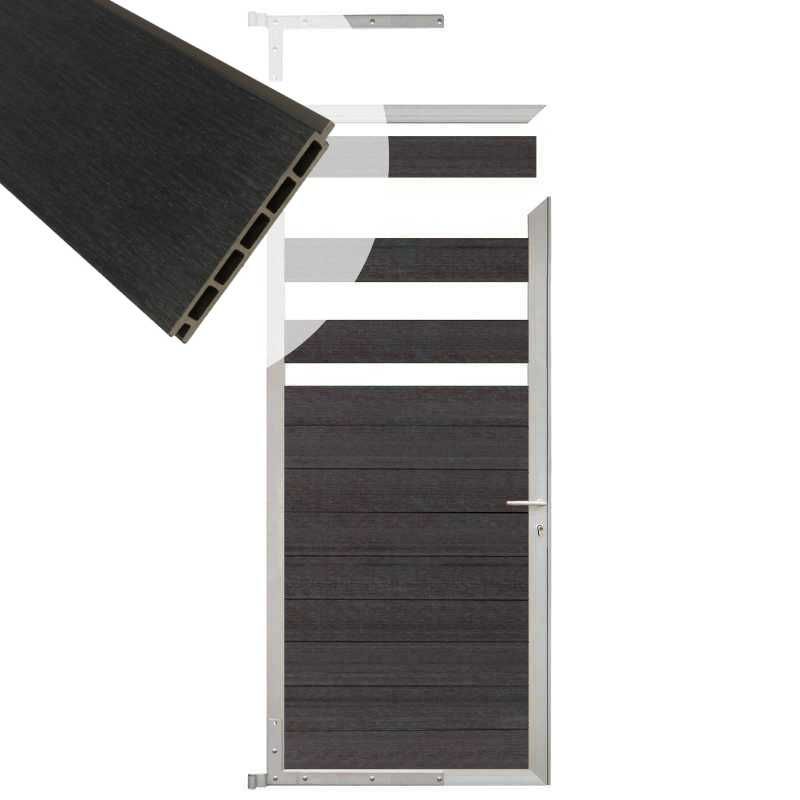 Tuindeur composiet Garda antraciet met blank alu kader (90 x 180 cm)