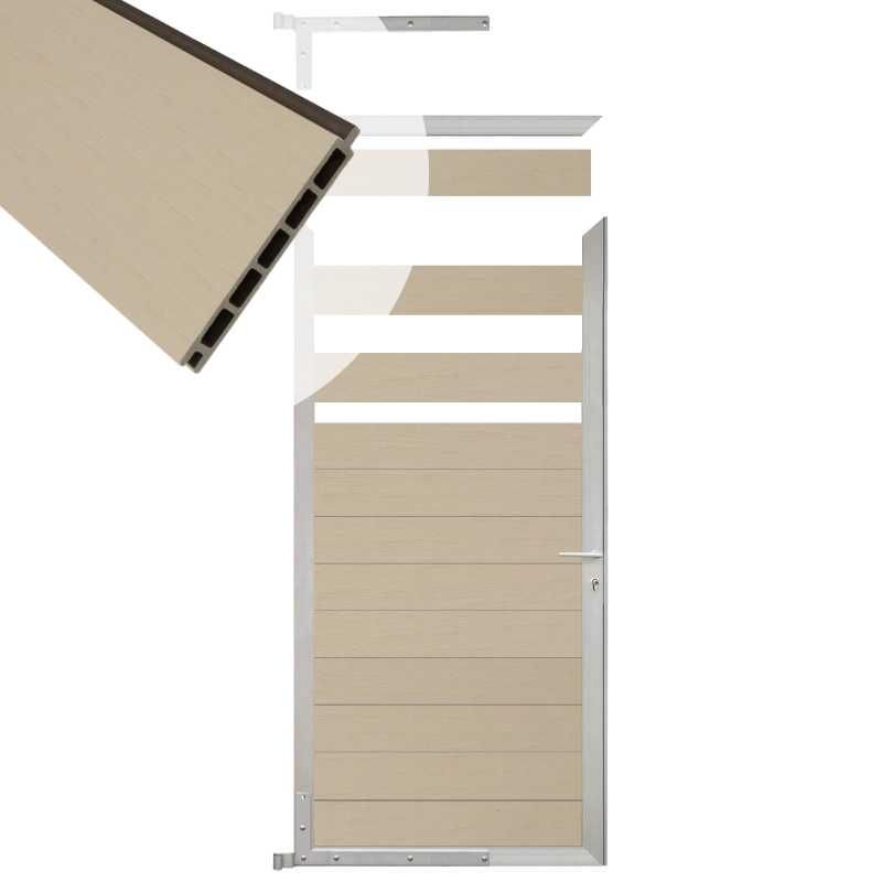 Tuindeur composiet Garda beige met blank alu kader (90 x 180 cm)