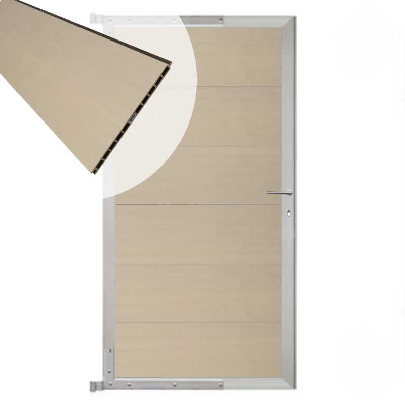 Tuindeur composiet Como beige met blank alu kader (90 x 180 cm)