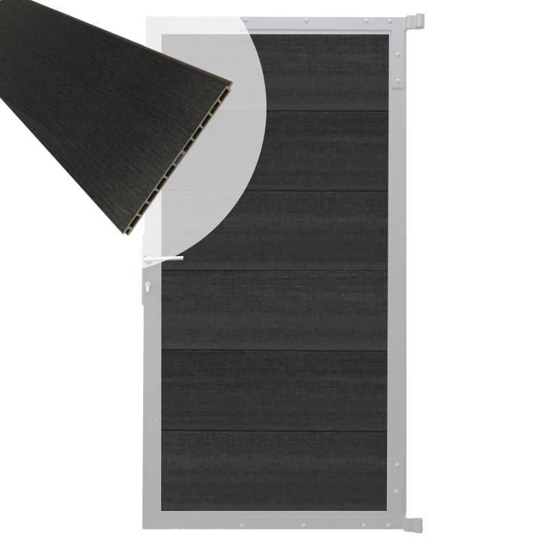 Tuindeur composiet Como antraciet met blank alu kader (90 x 180 cm)