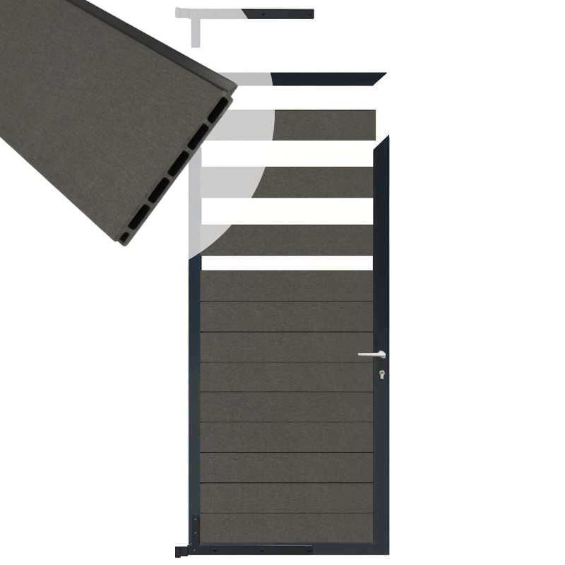 Tuindeur aluminium antraciet frame Mix & Match - composiet antraciet (90 x 180 cm)