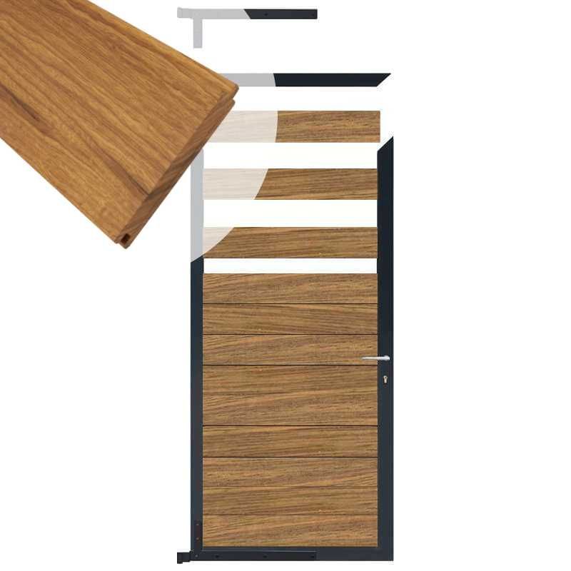 Tuindeur aluminium antraciet frame Mix & Match - hardhout Thermo Fraké (90 x 180 cm)
