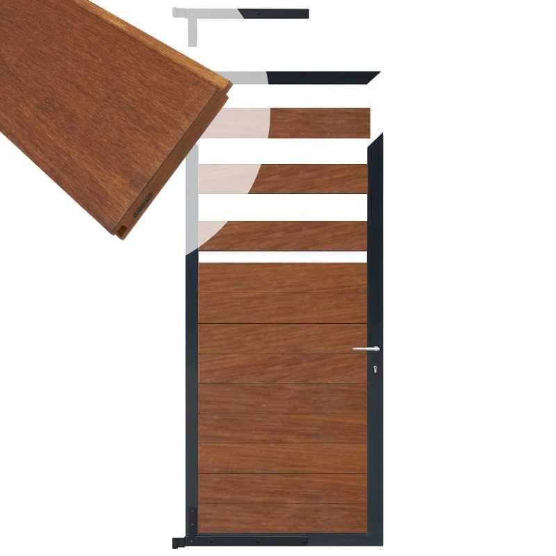 Tuindeur aluminium antraciet frame Mix & Match - hardhout Bamboe (90 x 180 cm)