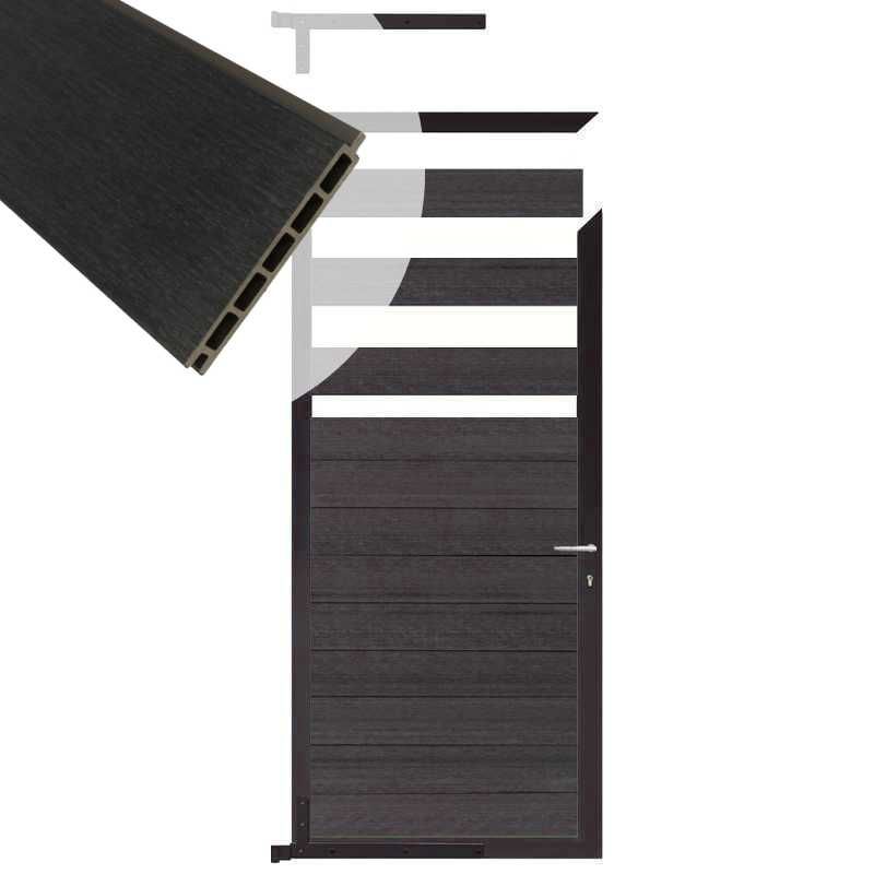 Tuindeur composiet Garda antraciet met antraciet alu kader (90 x 180 cm)