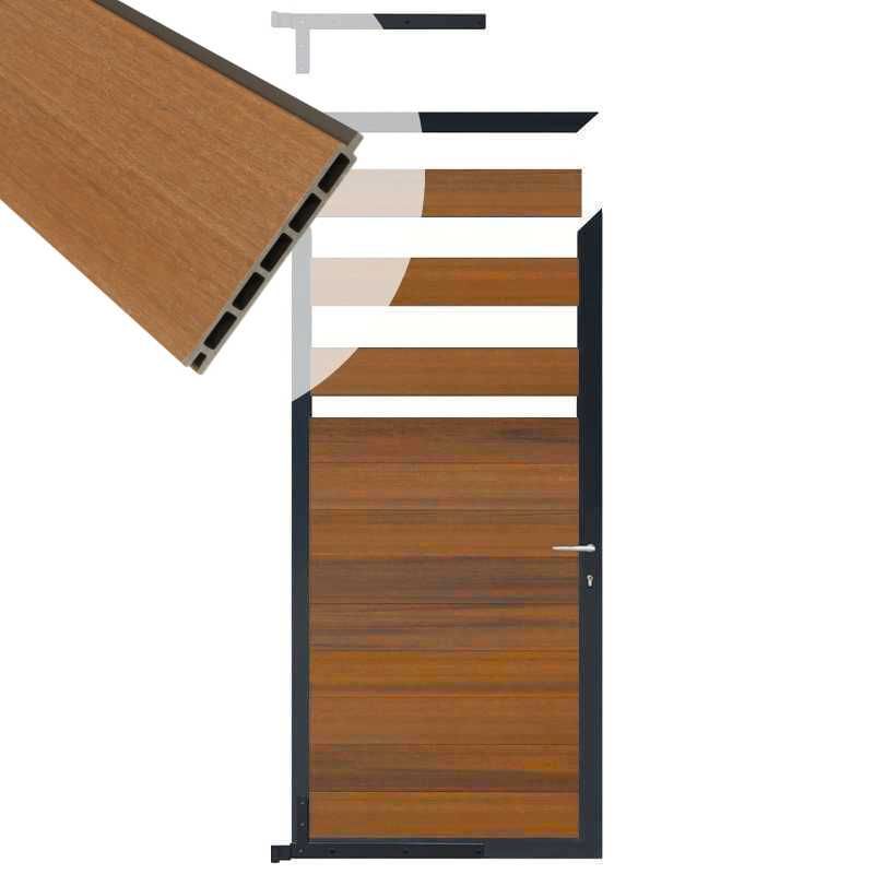 Tuindeur composiet Garda teak met antraciet alu kader (90 x 180 cm)