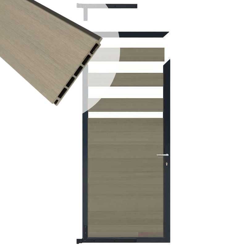 Tuindeur composiet Garda vergrijsd bruin met antraciet alu kader (90 x 180 cm)