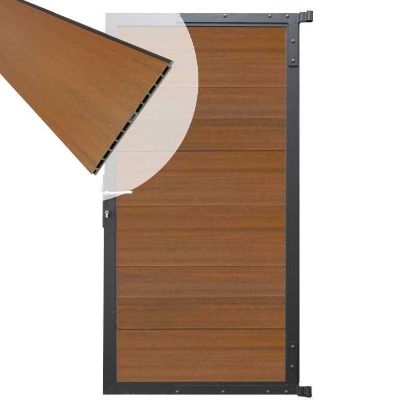 Tuindeur composiet Como teak met antraciet alu kader (90 x 180 cm)