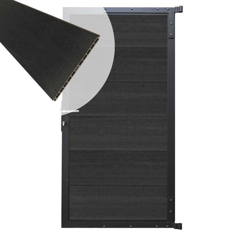 Tuindeur composiet Como antraciet met antraciet alu kader (90 x 180 cm)