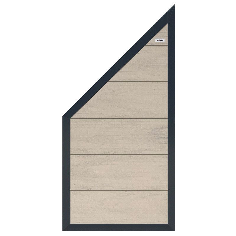 Schutting composiet schuin Forte betongrijs met antraciet aluminium kader (90 x 180/93 cm)