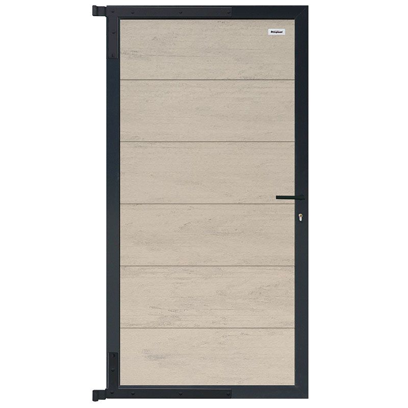 Tuindeur composiet Forte betongrijs incl. slot en antraciet aluminium kader (90 x 180 cm)